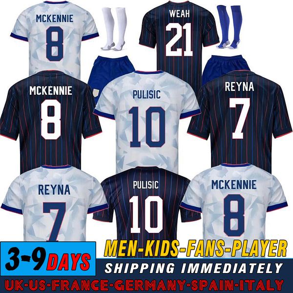 

25 26 PULISIC McKENNIE SMITH MORGAN BALOGUN MUSAH ADAMS USAS world cup 2026 Football Shirt America 2025 Home Away United States Soccer Jerseys Top men, White