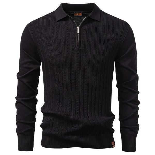 

WOZK autumn and winter new men' sweater long sleeved knitted sweater half zipper business casual thin sweater men, Green