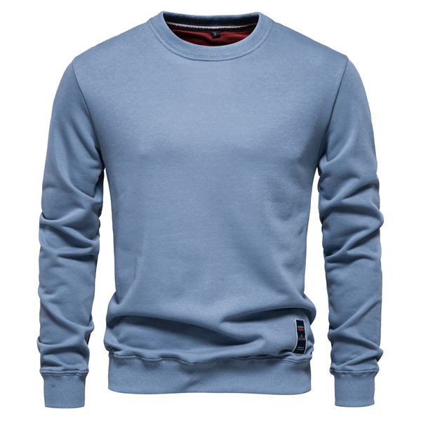 

WOZK Autumn New Casual Hoodie Foreign Trade Men's Loose Solid Color Round Neck Hoodie Trendy Men's Hoodie designer, Dark grey