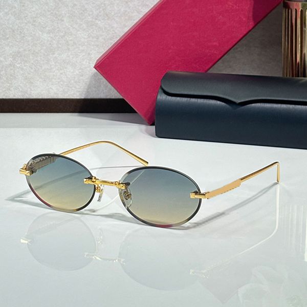 

Fashion women oval sunglasses CT0739S designer men frameless travel glasses UV400 photochromic lenses metal frame high quality personalized men glasses
