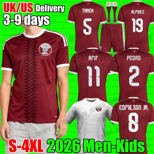 

4XL World cup 2026 Qatar soccer jersey 26 27 football shirt kram Afif Pedro Almoez Ali Junior Tarek Salman Homam football jersey football jersey home away men kids kit, 2026 home adult