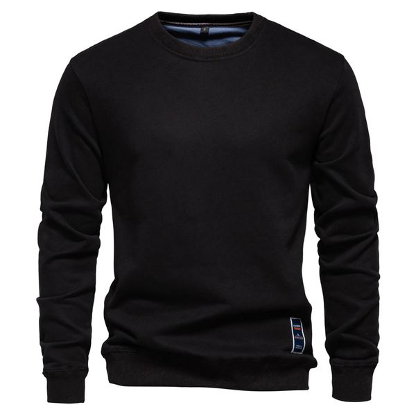 

WOZK Autumn New Casual Hoodie Foreign Trade Men's Loose Solid Color Round Neck Hoodie Trendy Men's Hoodie work designer, Lightgrey