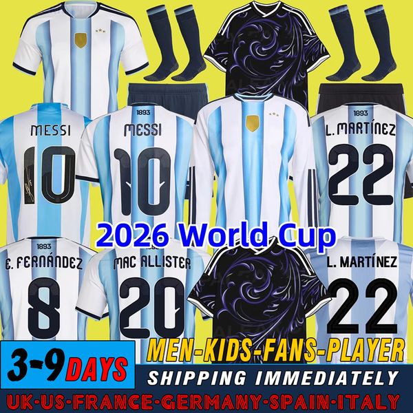 

2026 World Cup Argentina soccer jerseys MESSIS 50th MAC ALLISTER DYBALA DI MARIA MARTINEZ DE PAUL home away goalkeeper fans player adult men kids kits football shirts, Grey
