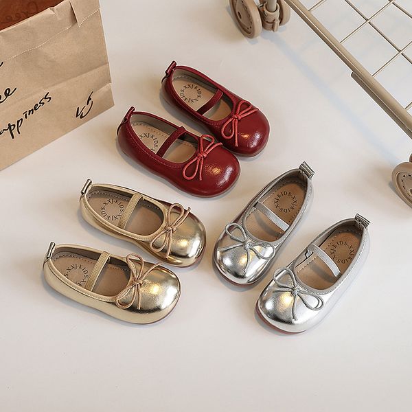 

luxury toddler shoes designer baby girls shoes size 2330 box packaging kids shoe bow toe design infant walking shoe, Silver