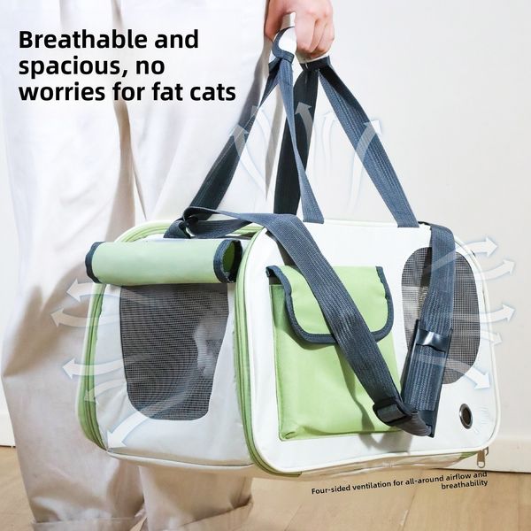 

Breathable Cat Carrier Backpack Large Capacity Shoulder Strap Pet Bag for Outdoor Travel Summer Sunshade, Light green backpack