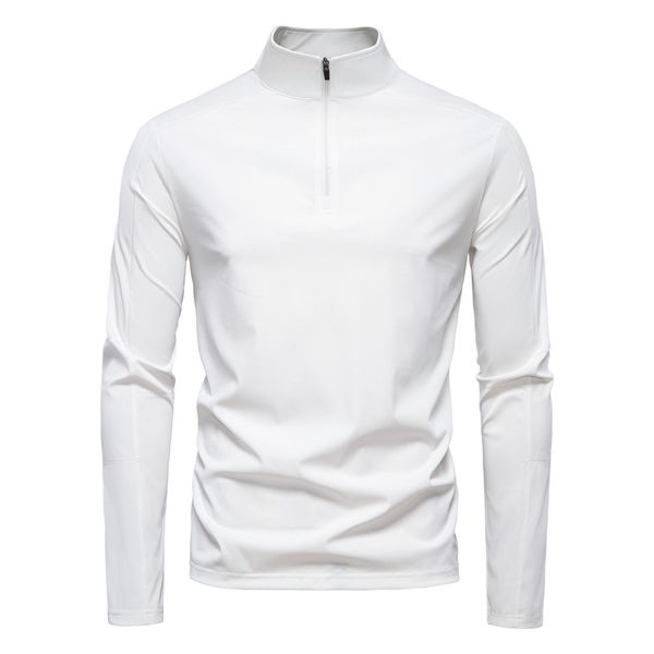 

WOZK Spring/Summer New Men's Sunscreen and UV Protection UPF100+Base Shirt Long Sleeve Half Zipper T-shirt for Men designer men's style, White