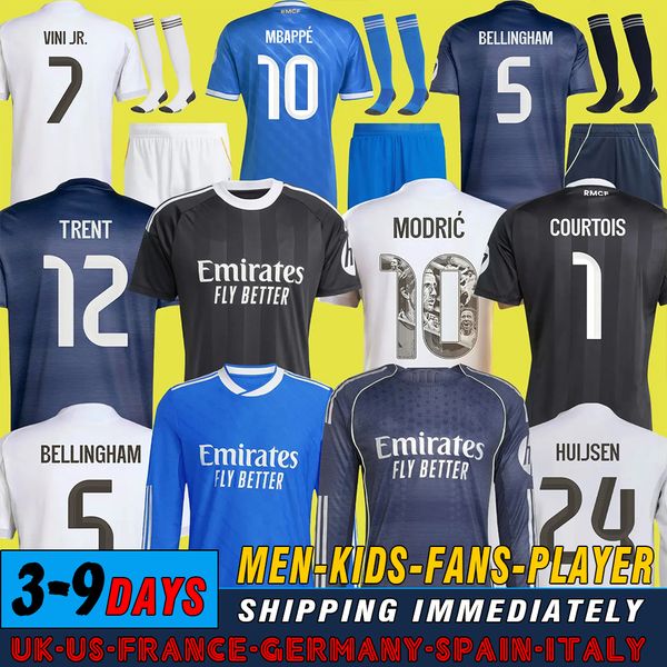 

25 26 MBAPPE BELLINGHAM VINI JR soccer jerseys real HUIJSEN valverde ARDA GULER football shirt VALVERDE Camisetas MaDrIdS men kids kit jersey TRENT US Pack, A013