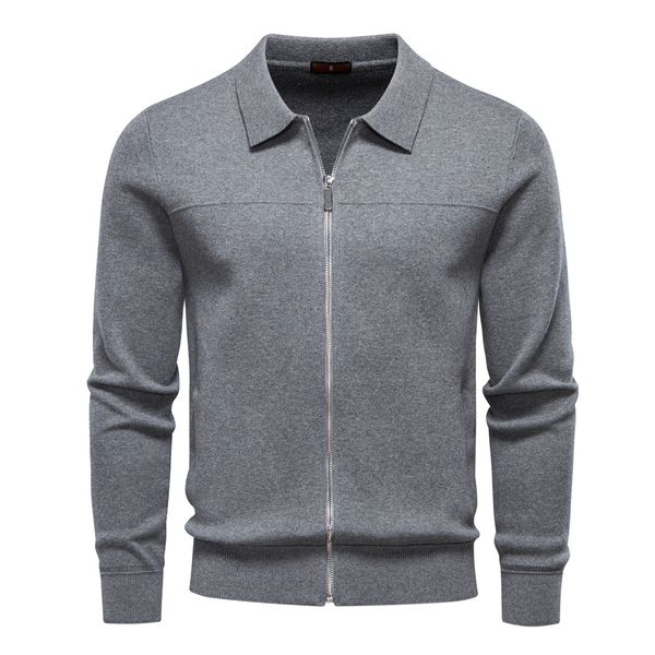 

WOZK autumn and winter new men's jacket sweater cardigan men's zipper business casual jacket men Men's Clothing, Gray