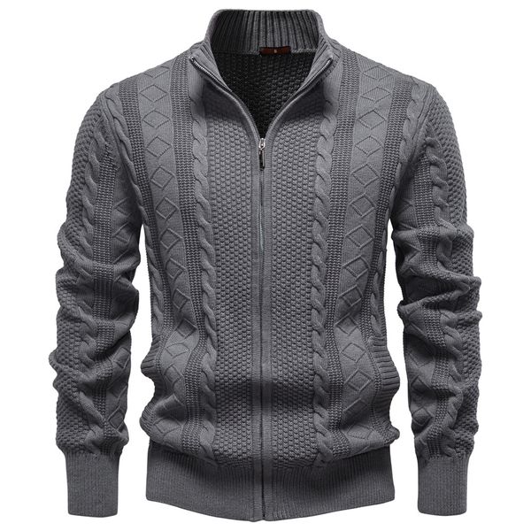

WOZK new men's woolen jacket for autumn and winter sweaters, high-quality cardigans for men outerwear, Black