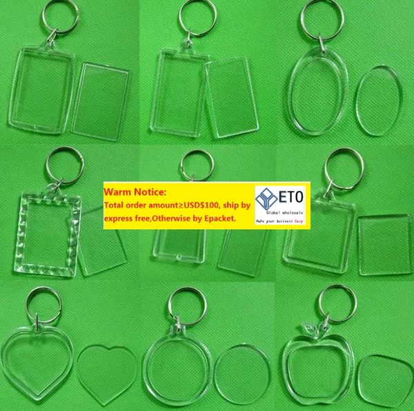 Clear Acrylic Plastic Blank Keyrings Insert Passport Photo Frame Keychain Picture Frame Keyrings Party Gift SN1195 ZZ