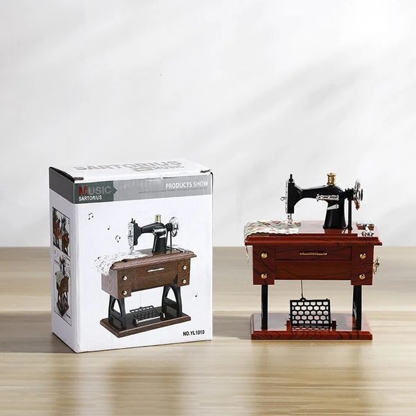 Sewing Machine Music Box Retro Simulation Small Sewing Machine Model Music Box Ornament Creative Gift 251223