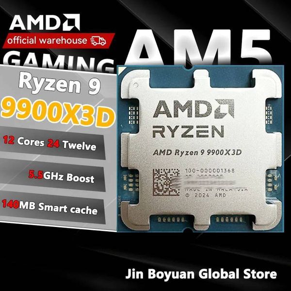 Ryzen 9 9900X3D AMD CPU Processor R9 9900X3D New 55GHz 12-Core 24-Thread 140MB Game Cache 4NM TDP 120W Socket AM5 Gaming Zen 5