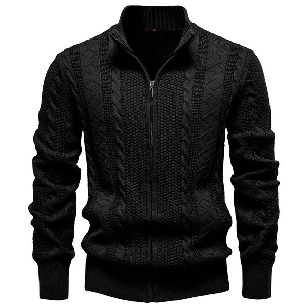 

WOZK new men's woolen jacket for autumn and winter sweaters, high-quality cardigans for men, Black