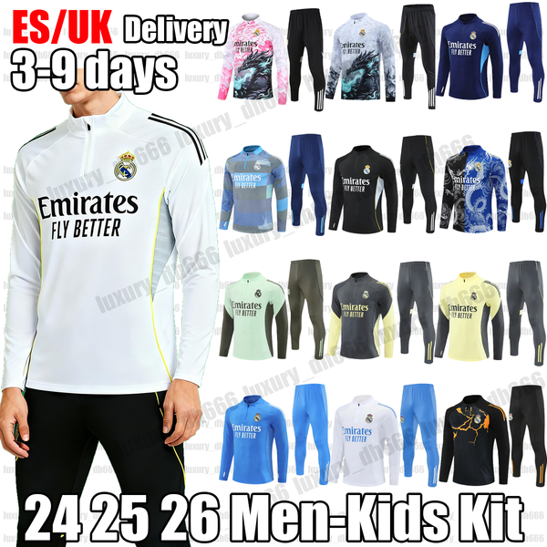 

2025 2026 rEals mAdRID tracksuit 25 26 training kit MBAPPE BELLINGHAM VINI JR long sleeve soccer training football tracksuits men kids kit track camiseta de futbol, Orange
