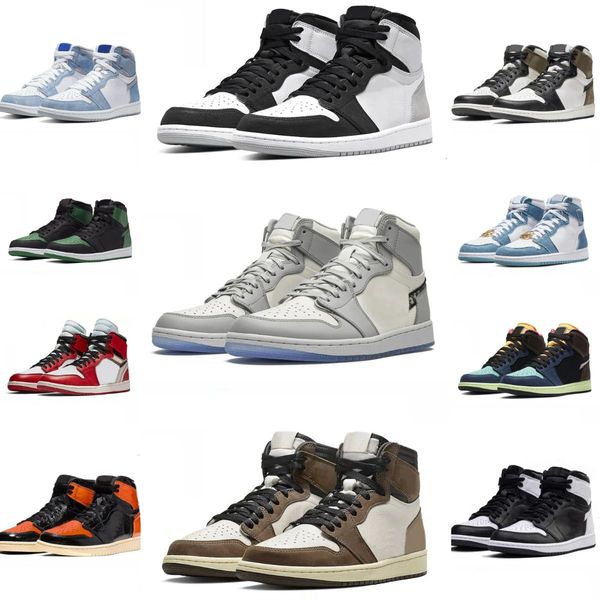 

J1 1 Sports Basketball Shoes Trainers Jump Mans 1S Women High Low Chicago Reverse TS True Turbo Blue Pine Stage Haze Casual Shoe DARK Mocha Denim Outdoor Sneakers H81, Doderblue
