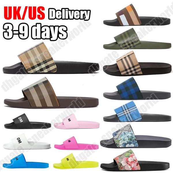 

Designer Slipper Slides for Men Women Sliders Sandals Luxury Outdoor leisure Vintage Printing Tartan Slide Slippers Summer Beach Sandals Size 35-48, #06