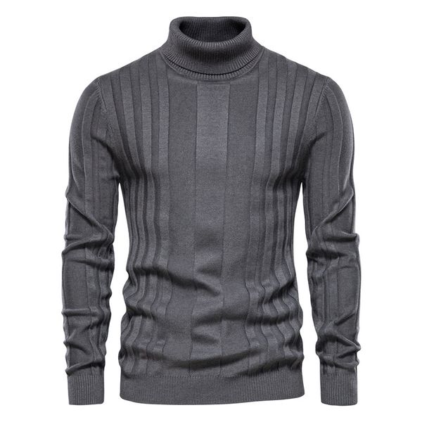 

WOZK Autumn/Winter New Men's High Collar Casual Knitted Sweater Warm Base Sweater Men's Solid Color Versatile Trendy Hoodie, Brown