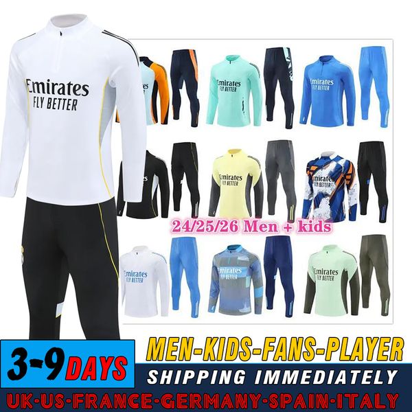 

2025 2026 rEals mAdRID tracksuit 25 26 training kit MBAPPE BELLINGHAM VINI JR long sleeve soccer training football tracksuits men kids kit track camiseta de futbol, Gold