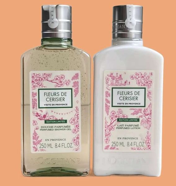 

Brand Skin Care Set FLEURS DE CERISIER EDITION LIMITEE PERFUMED SHOWER Gel Lotion 250ml VISITE EN PROVENC Scented Body Wash For Women