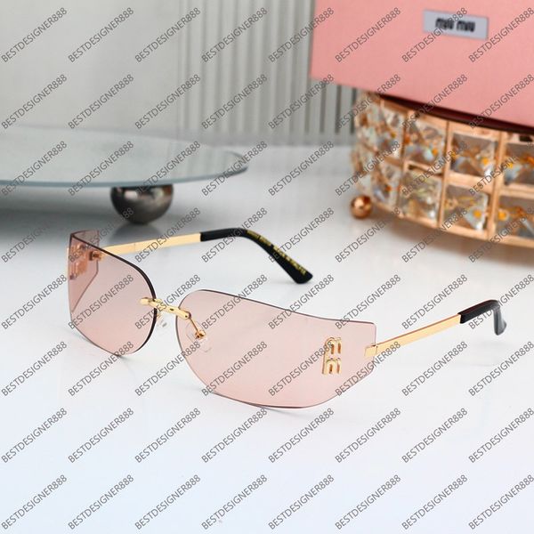 

Sunglasses For Women Designer Luxury Glasses Sunglasses Mimiuu Branded Letter Rimless Ladies Sun Glasses Vintage Shades Fashion Eyewear With Box Sun Glasses