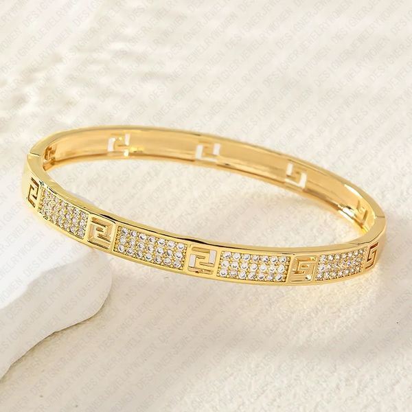 

Designer Bracelet Bracelets for Women Gold Full Pave Bangle Geometric Hollow Bangles Luxury Jewlery Designer for Women