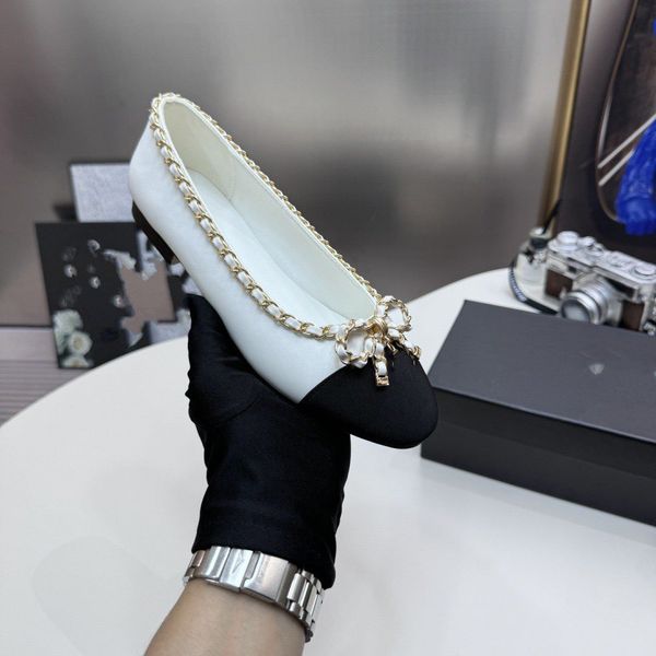 Designer shoes Paris Brand designer Black Ballet Flats Shoes Women Quilted Genuine Leather Slip on Ballerina Luxury Round Toe Ladies Dress Shoes Slingbacks