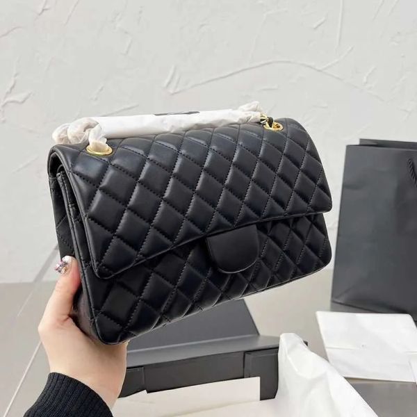 

Evening Bags Cross Body 22Ss ladies Double purse Classic Medium Flap Quilted Bag Gold sliver Hardware Turn Lock Crossbody Women Shoulder Handbag 25cm Designer, #6