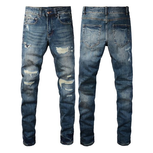 

WOZK wholesale high street men's ripped jeans men's slim fit men's pants retro men's elastic youth pants, A9309
