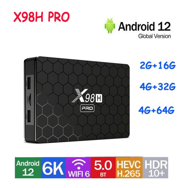 X98H PRO Smart TV Box 16GB/4GB+32GB Android 12 - Allwinner H618, WiFi 6, BT5, 1000M LAN, Dual Audio DDP to Europe US