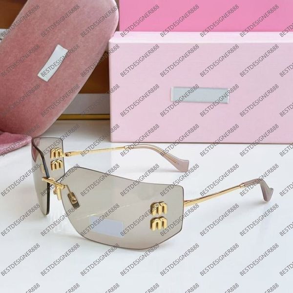 

Sunglasses For Women Designer Luxury Glasses Rectangle M54Y Sunglasses With Gold Frame And Purple Lenses Black Rimless Sunglasses Ladies UV400 Eyewear With Box