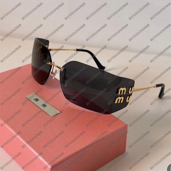 

Luxury Designer Sunglasses For Women Rectangle UV400 High Quality Rimless Curved Lens Eyewear Fashion Travel Shades Oval Luxury Monogram Sunglasses MIuStyle