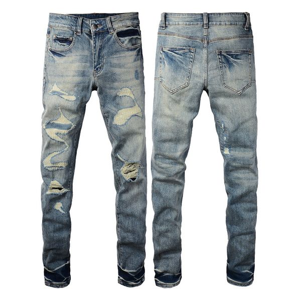 

WOZK wholesale high street men's ripped jeans men's slim fit men's pants retro men's elastic youth pants designer, A9309