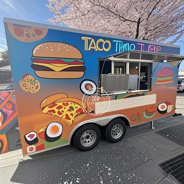 

Stainless Steel Customization Catering Pizza Food Trailer Fully Equipped Outdoor Mobile Bar Ice Cream Coffee Food Cart