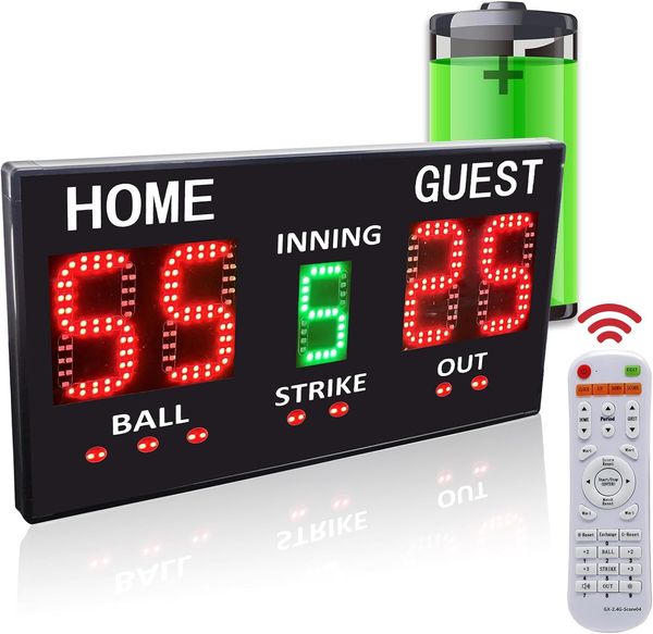 

LED Baseball/Softball Scoreboard for Fence, High-Light Digital Scoreboard with Remote, Rechargeable Wireless Electronic Baseball Scoreboard