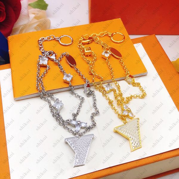 

Luxury Bracelets Chain Diamond Charm Bracelet Fashion 18K Gold Trendy Letter Pendant Gold Jewelry Accessories Love Gift