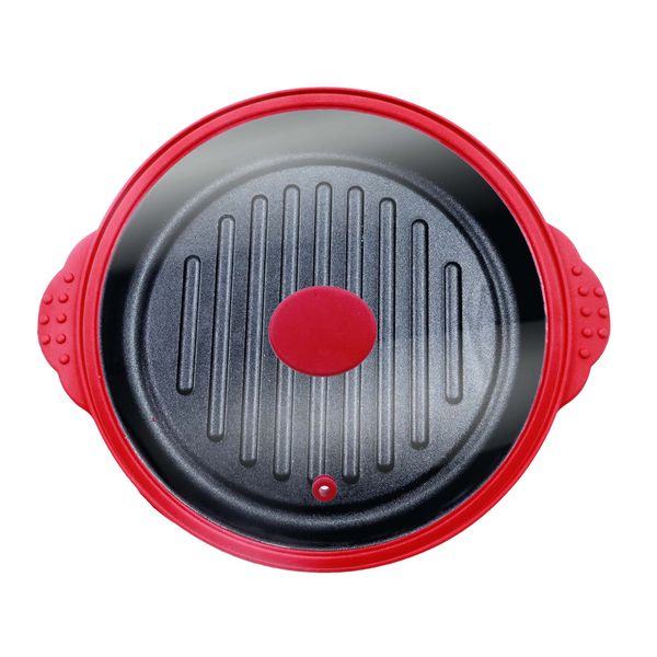 Microwaveable Round Korean Roasting Pan with Lid Multi-functional microwave cookware suitable for roasting meats sandwiches and vegetables For home use