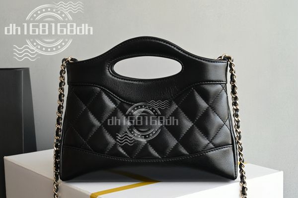 

2025 Mirror Quality Original lambskin Chain Sling Bag Black Women Single Shoulder Crossbody Bags 31 Line rhombic shoulder handbag Real Leather Designer bag, White