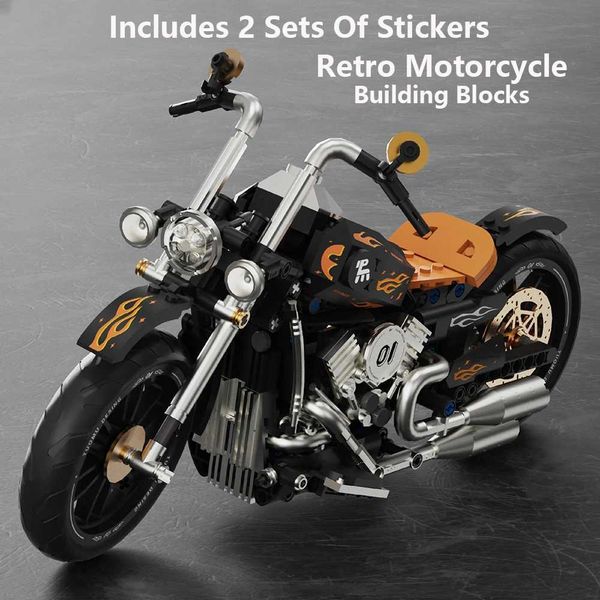 Classic Retro Motorcycle Building Blocks Set Technic Model Kit for Adults Kids STEM Educational Toys Childrens Gift for Boys XJ250702