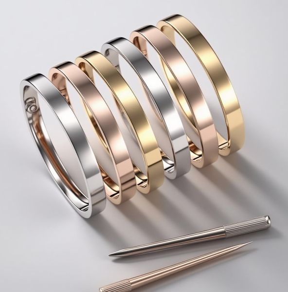 

sier for women bracelet Gold Plated 6mm love bangle high quality charm designer gold womens jewelry