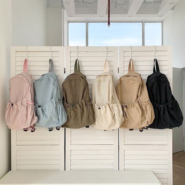 

Backpack Style Simple nylon backpack for casual commuting large capacity lightweight, Beige