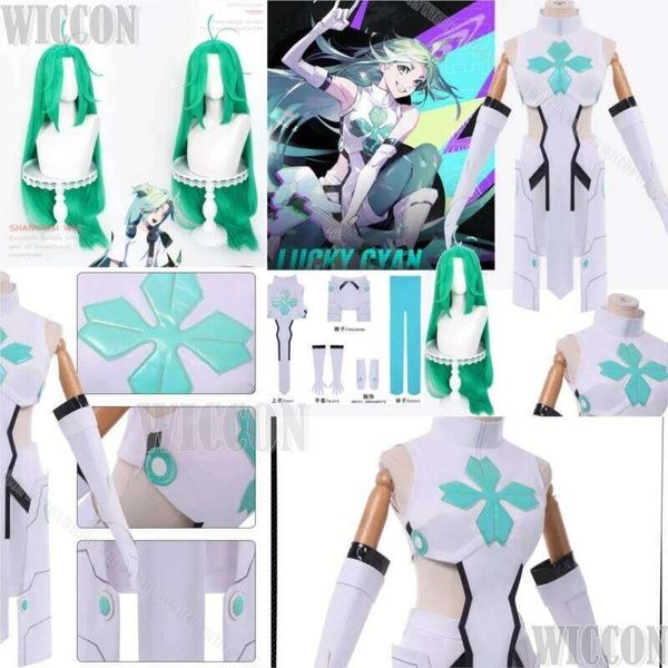 LUCKY CYAN Anime To Be Hero X Cosplay Clothes White Uniform Sexy Girl Suit Green Wig Women Carnival Party Outfit Cos Customized