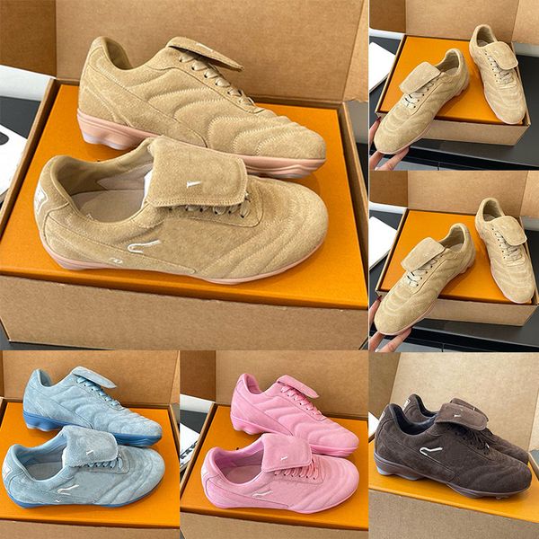 Fashion Womens Soccer Sneaker Mens Luxury Suede Cowhide Sports Shoes Leisure Style Comfortable and Lightweight Interior
