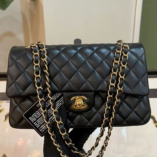 

Luxury Bag Designer Bag Fashion Women Shoulder Bags Flip bag Cross Body Handbag Sheepskin and Caviar Bags Golden Silver Chain Bags Metal letters Quilted Bag Wallet, 30-golden metal