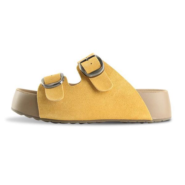 

luxurious milk toast textured footwear durable thick sole cushioning comfort, Yellow