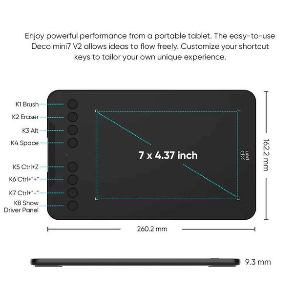 XPPen G740S 7x4 inch.Graphics Tablet 16384 Level Battery-free Digital Drawing Pen Tablet Deco mini7 Support Android Windows Mac X2507041