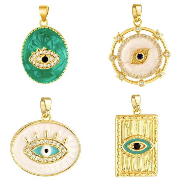 

Wholesale In Stock New Stlye Multiple 2025 Stainless Steel Zircon Devil's Eye Necklace Pendant Personality Exaggeration Trend Attachment