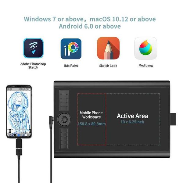 GAOMON M10K PRO 10 x 6.25 Inches Art Digital Graphic Tablet for Drawing Supports Tilt Radial Function with 10 Shortcut Keys X2507041