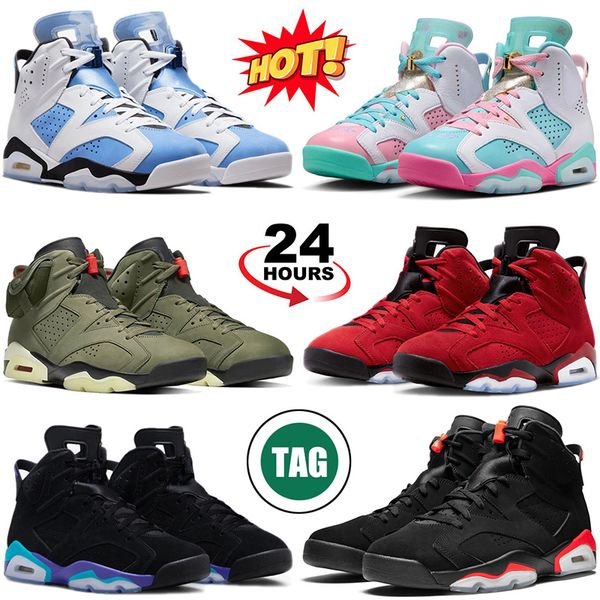 

With Box Doernbecher 6s Basketball Shoe 6 Aqua Mint Foam UNC Infrared Chrome Women Mens Trainers Outdoor Spotrs Sneakers, Color 2