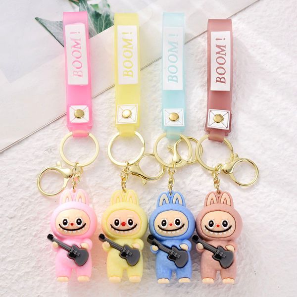 Pop Mart Plush Cartoon Soft Sheep Pendant Cute Guitar Labubu Keychain S250922