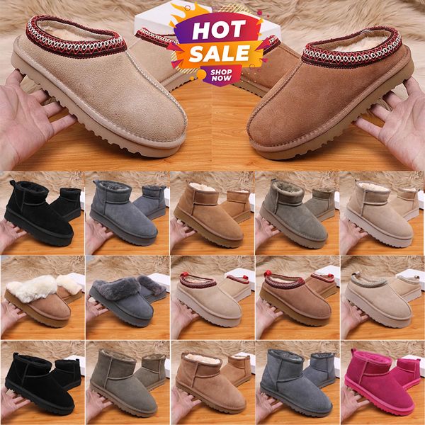 Tazz Slippers tasman fur slides classic ultra mini platform boot Suede Shearling Slipper men women shoes Ankle mules winter designer booties 36-44
